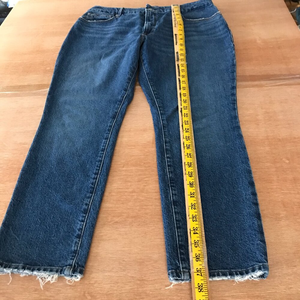 Good American Good Classics Jeans Women 14/32 Blue High Rise Raw Hem Stretch - Picture 4 of 12